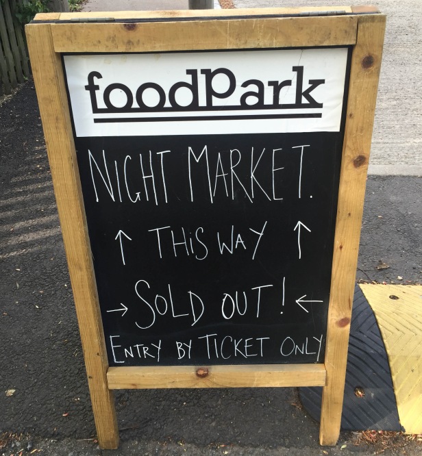 A photo of the sign at the entrance of the sell-out event.