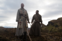 A photograph of David Thewlis as Duncan and Jack Reynor as Malcolm filming on the Isle of Skye.
