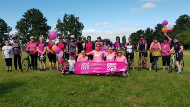 A photograph of some of the ladies taking part in The Pink Ribbon Ride in Chatteris.