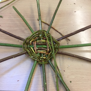 A photograph of the spokes starting to spread out evenly.